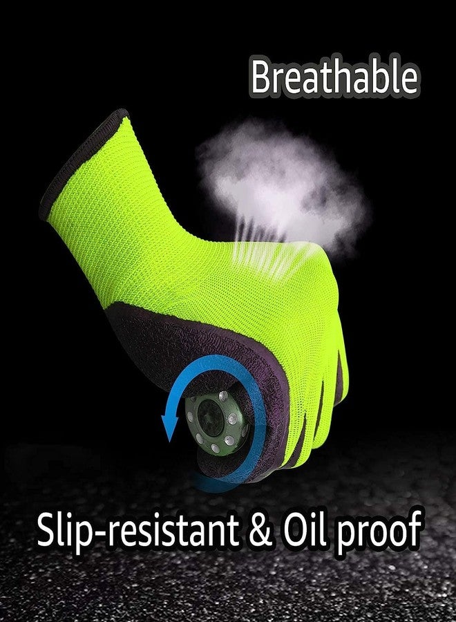 QTM Crinkle Latex Rubber Hand Coated Safety Work Gloves for Men Women General Multi Use Construction Warehouse Gardening Assembly Landscaping (4Pair) - Image 2